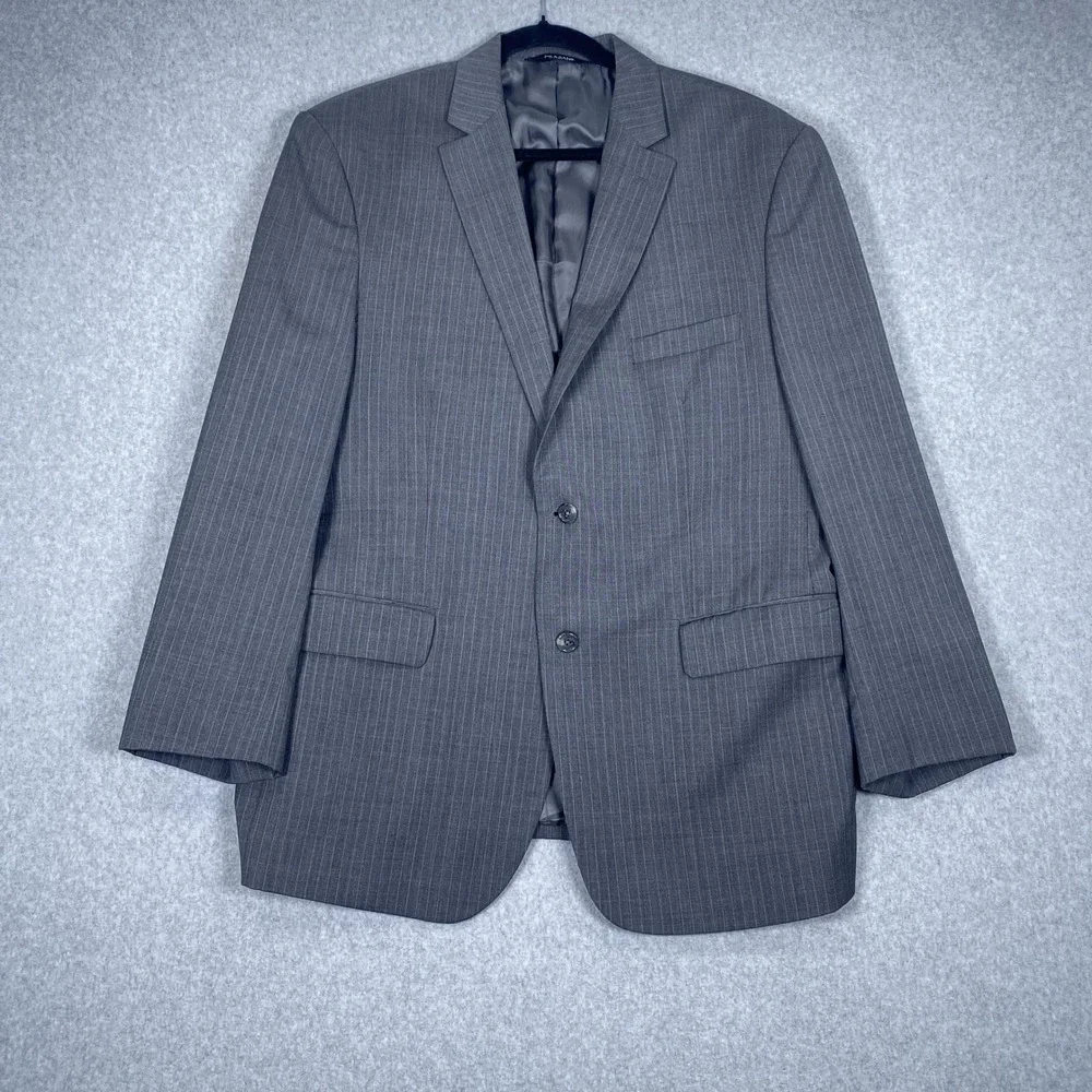 Jos. A. Bank Blazer Mens 44 Regular Grey Pinstripe Tailored Fit Wool Signature
